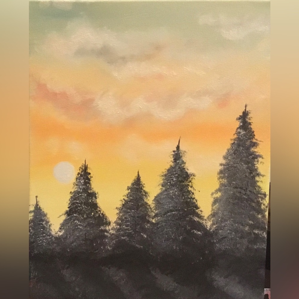 Hand Crafted Sunrise Pine Canvas Art
